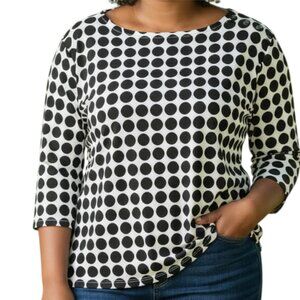 CROFT & BARROW Black & White 3/4 Sleeves Polka Dot Blouse - Size XL